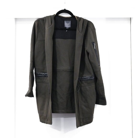 LYSSE XS Open Front Drawstring Deep Olive Green Jacket - Picture 2 of 9